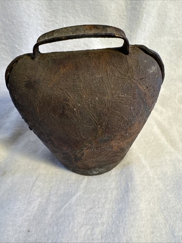 Antique cow bell iron brass - cow,