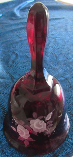 Vtg fenton bell - red, rose